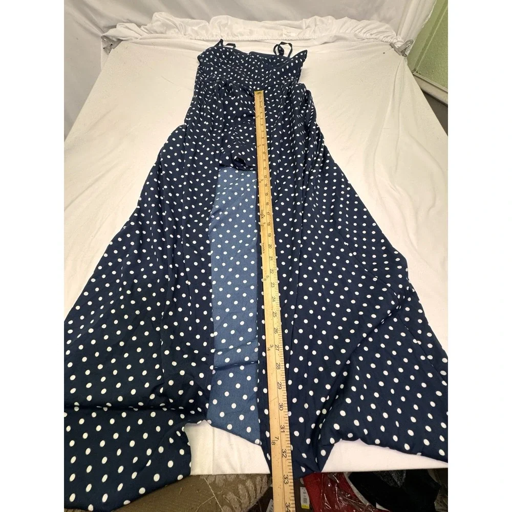 Band of Gypsies Maxi Open Front Dress W/Shorts Combo Woman Sz S Dots Blue Boho N